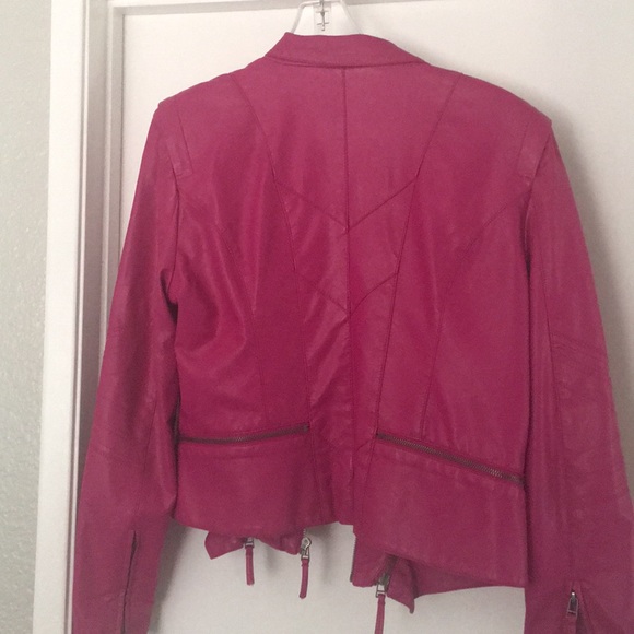 Hot Pink Faux Leather Jacket - Picture 3 of 3
